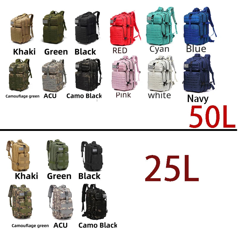TacticalEdge Waterproof Backpack — 25L/50L Bug Out Bag