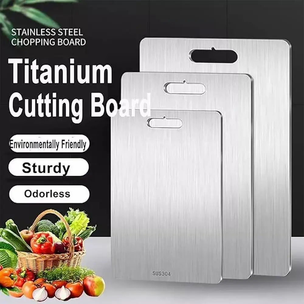 Stainless Steel Cutting Board – 304 Food Grade Double Sided Thickened Portable Chopping Board for Kitchen, Camping & Travel