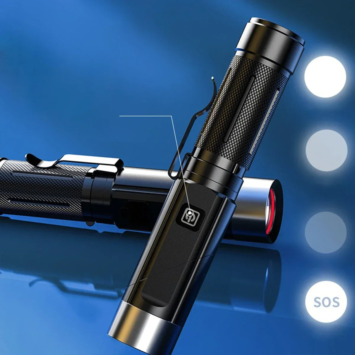 DF Tactical LED Flashlight – USB Rechargeable Magnetic Work Light for Camping, Emergency & Auto Repair