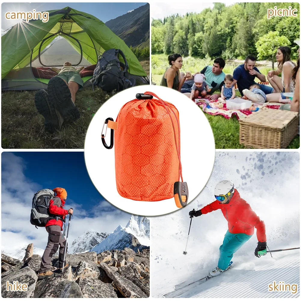 Couverture et sac de couchage de survie thermique d'urgence