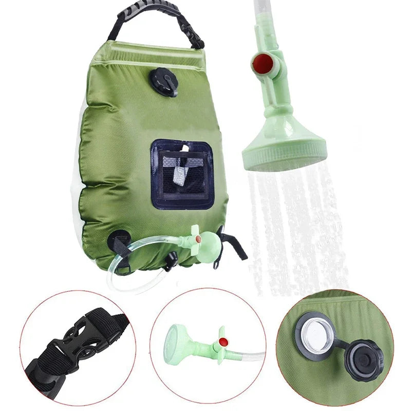 Sac de douche portable de camping PrepReady 20L – Sac d'eau extérieur chauffé à l'énergie solaire