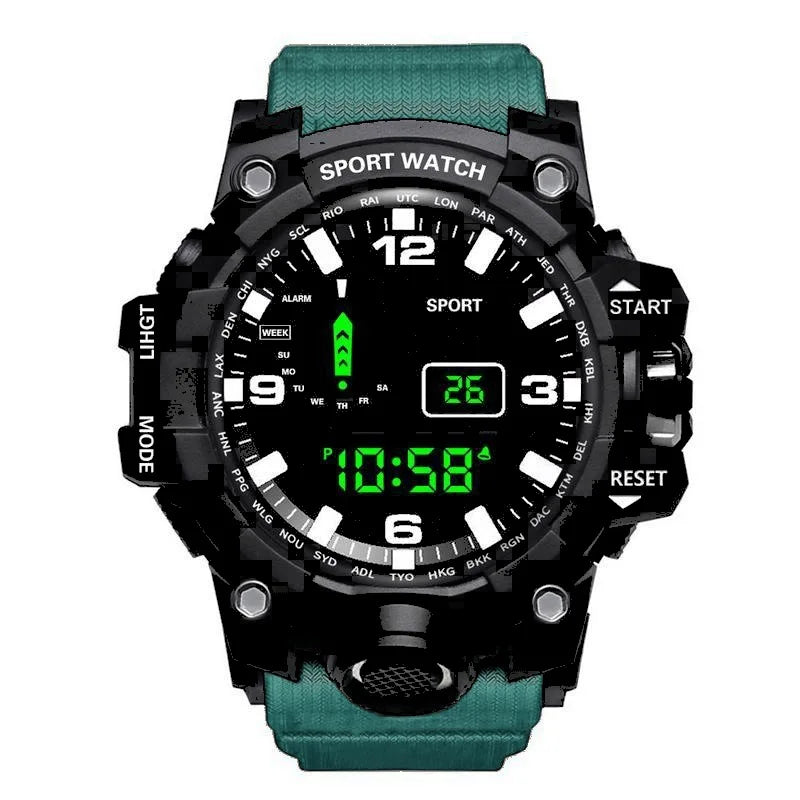 Men's Military Sports Watch – Large Dial Multifunctional Waterproof Luminous Alarm Digital Wristwatch for Men & Kids