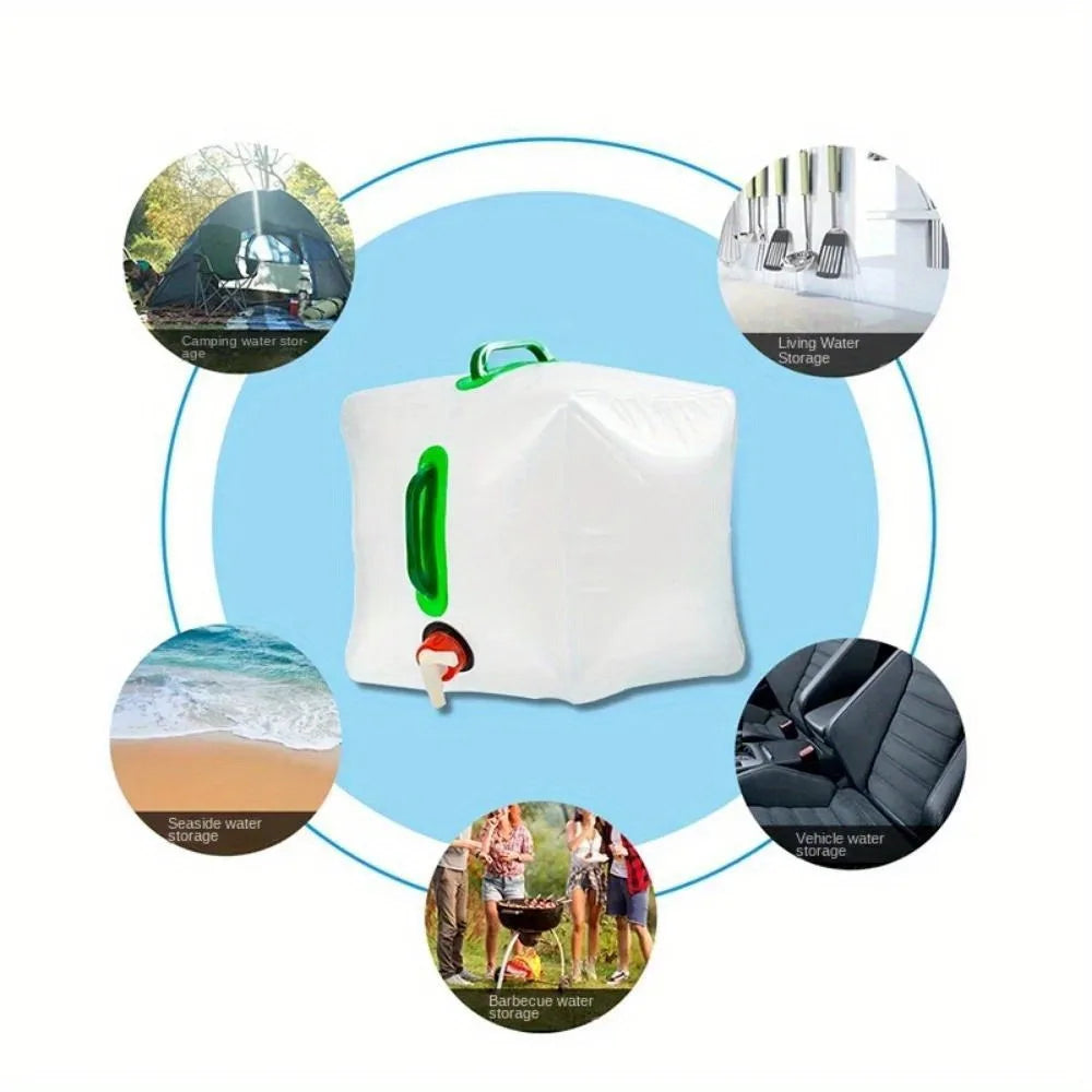 10L/20L Folding Water Bag - Collapsible Container w/Leakproof Tap & Carry Handle, Portable Bucket for Camping/Hiking/Emergency