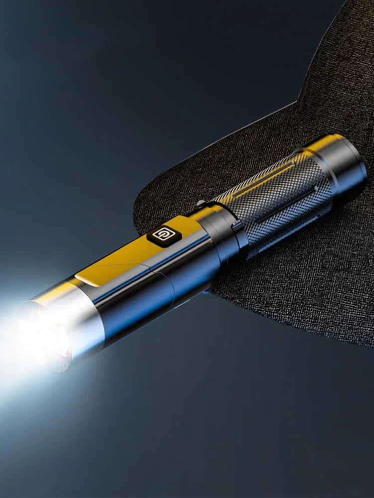 DF Tactical LED Flashlight – USB Rechargeable Magnetic Work Light for Camping, Emergency & Auto Repair