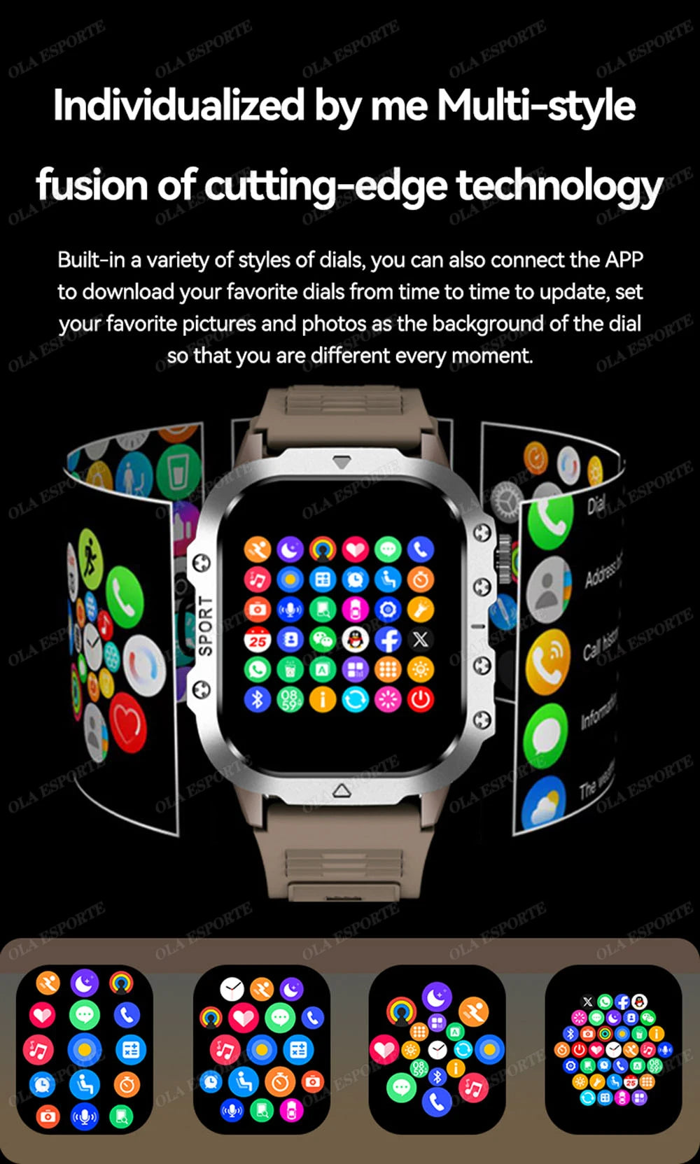 Military GPS Smart Watch – 2.01" AMOLED Bluetooth Call Flashlight 3ATM Waterproof Sports Smartwatch for Men