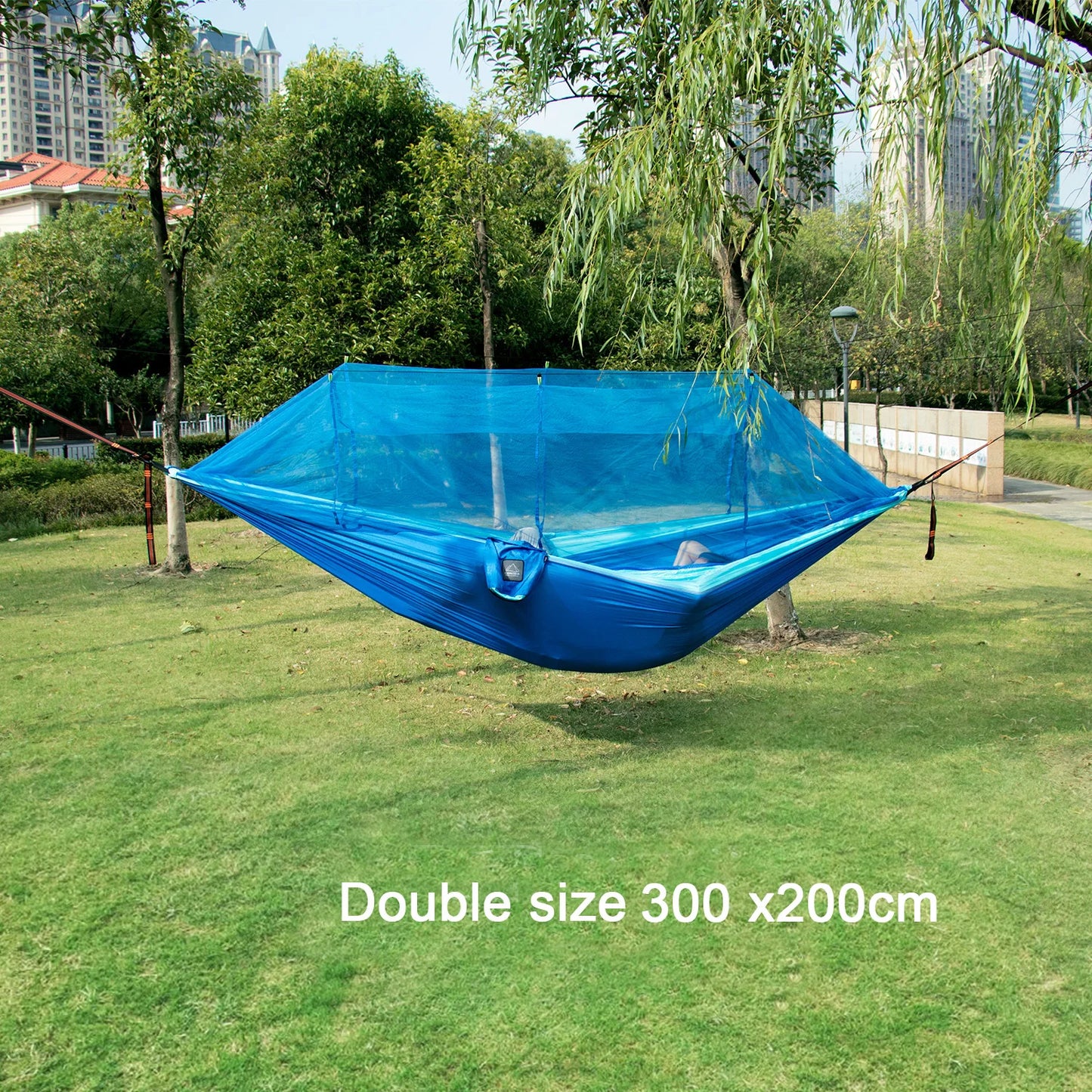 Nylon Camping Hammock with Mosquito Net — Single & Double Size, Portable