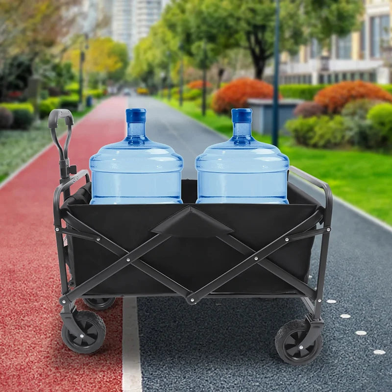 Carro de Jardín Plegable – Carretilla de Mano Resistente de 4 Ruedas para Camping, Playa, Jardín y Compras (Carga de 80-200kg)