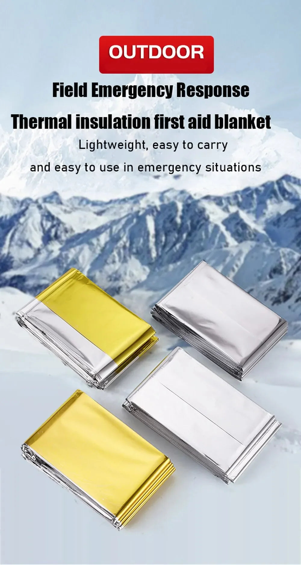 Poncho Térmico de Emergencia WeatherShield — Cortavientos y Reutilizable