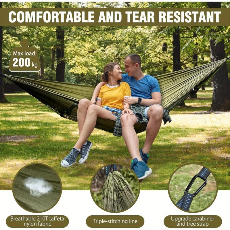 2-In-1 Camping Hammock with Mosquito Net — 1.6 lbs Ultralight Parachute Nylon