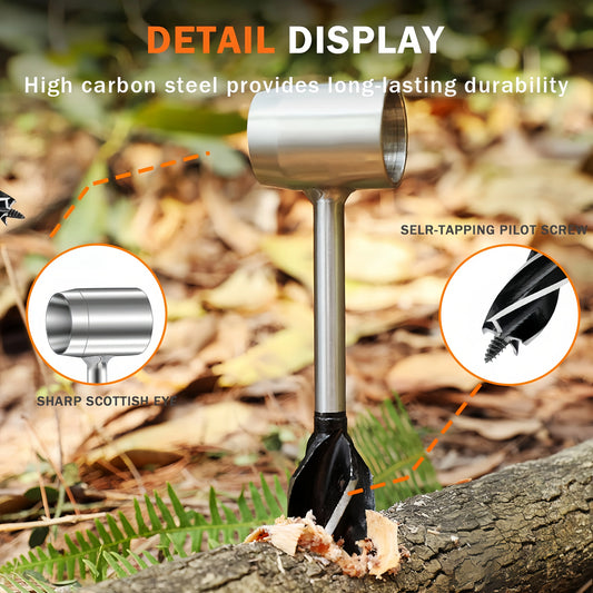 Manual Survival Wood Drill – Primitive Fire-Making Camping Tool with Scottish Eye Design for Woodworking & Bushcraft