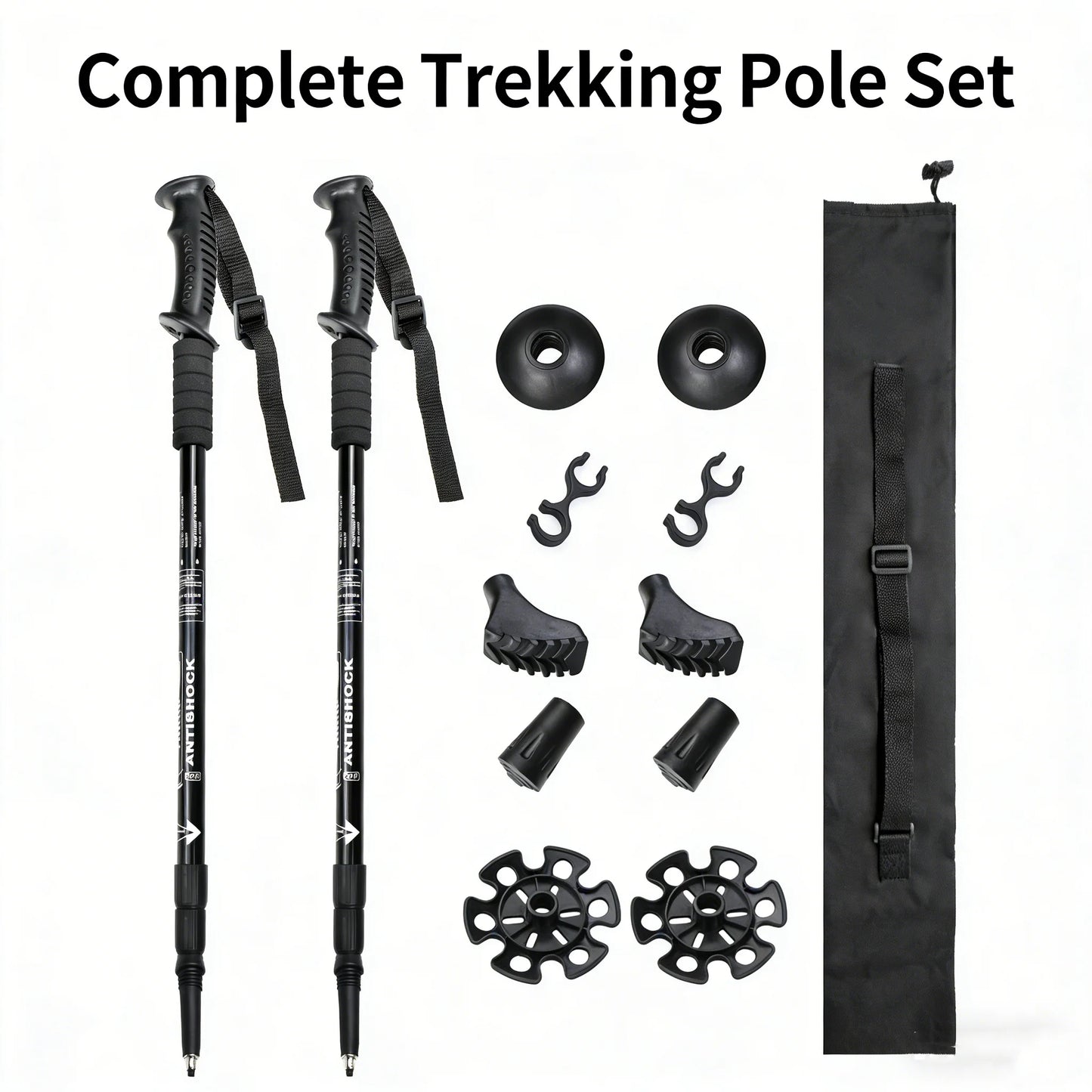 Folding Telescopic Trekking Pole – 4-Section Portable Hiking & Camping Stick