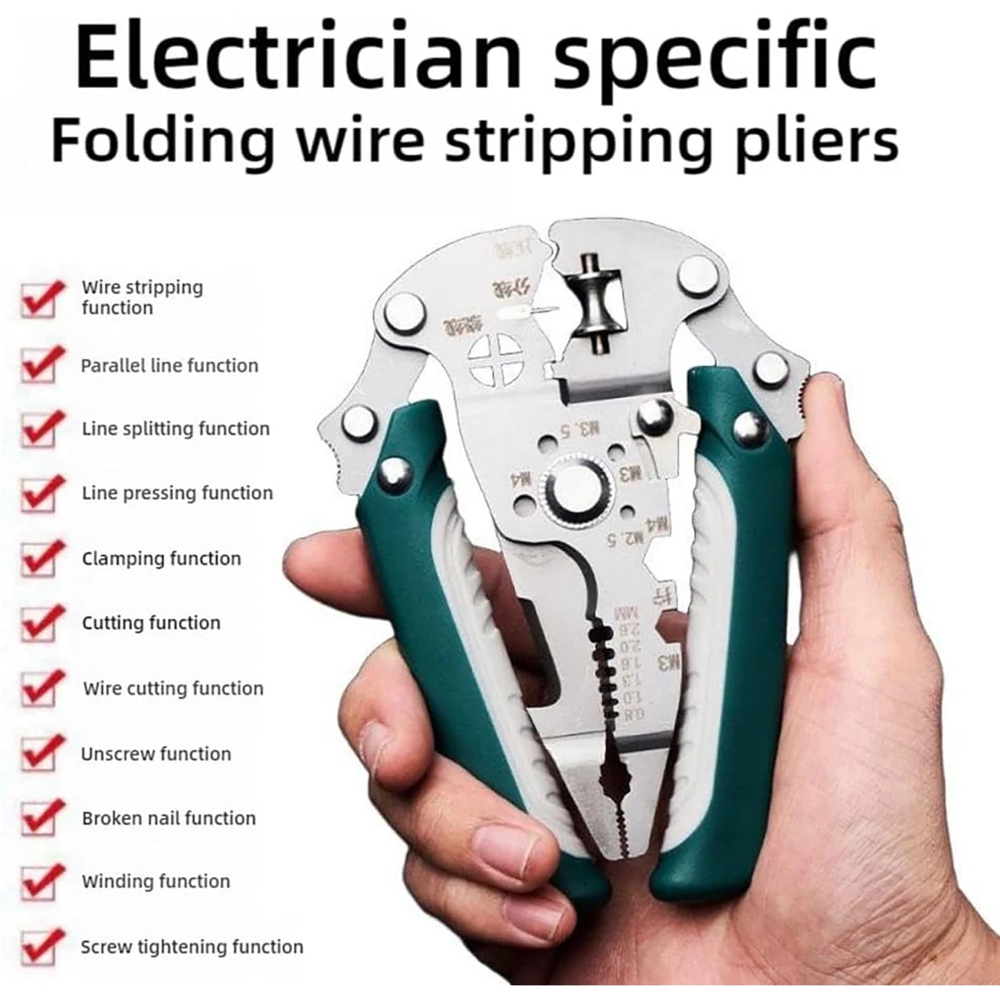 18-in-1 Foldable Wire Stripping Pliers – Multifunctional Crimping Tool & Electrician Pliers for Home & Field Use