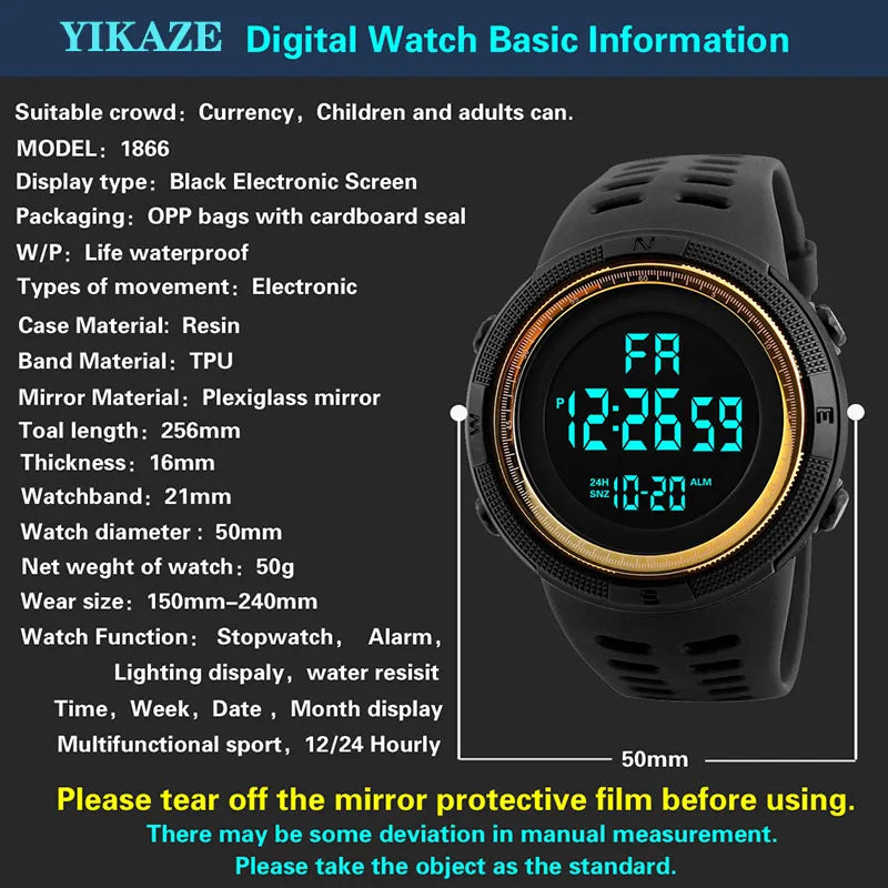 LED Digital Military Watch – Luminous Multifunction Sports Wristwatch for Men, Kids, Boys & Students