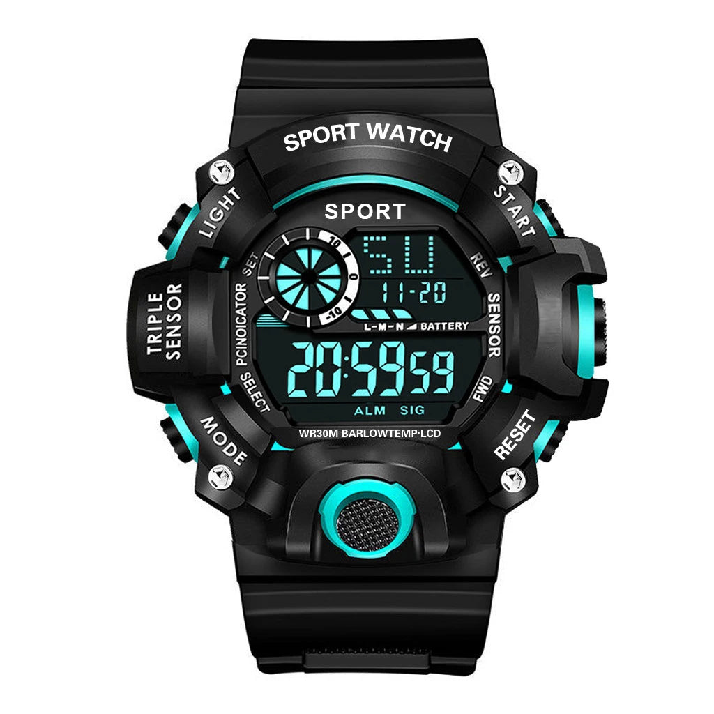 Men's Military Sports Watch – Large Dial Multifunctional Waterproof Luminous Alarm Digital Wristwatch for Men & Kids