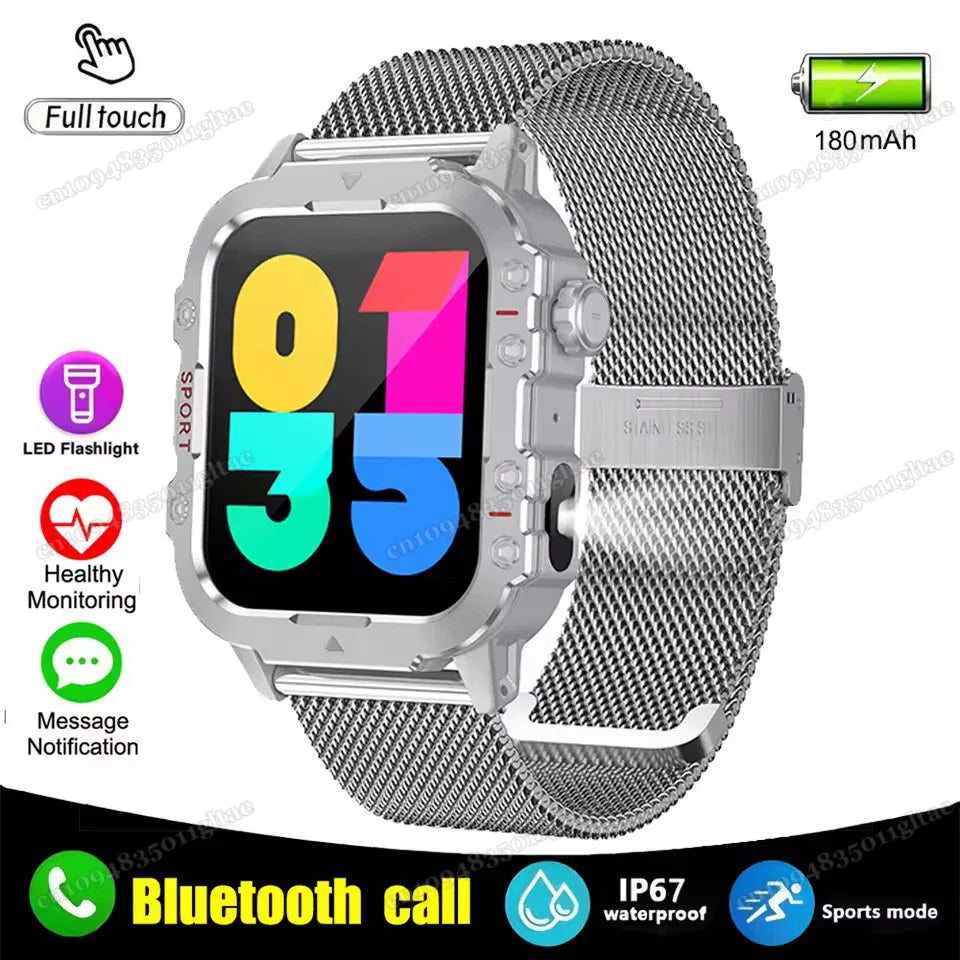 Military Smart Watch – GPS Flashlight 3ATM Waterproof Bluetooth Call 100+ Sport Modes Outdoor Smartwatch for Men