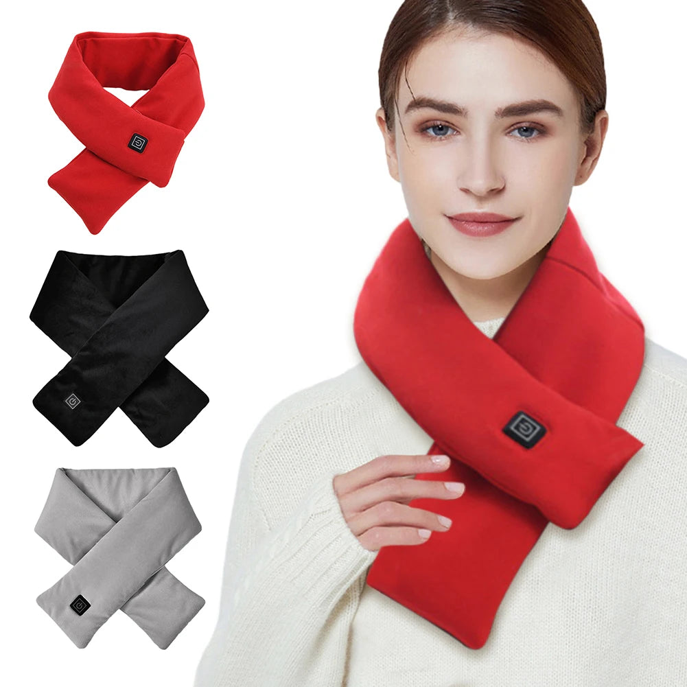 Electric Heating Scarf USB Charging Electric Heated Scarf Washable Thermal Neck Wrap Warmer Soft for Outdoor Camping Hiking