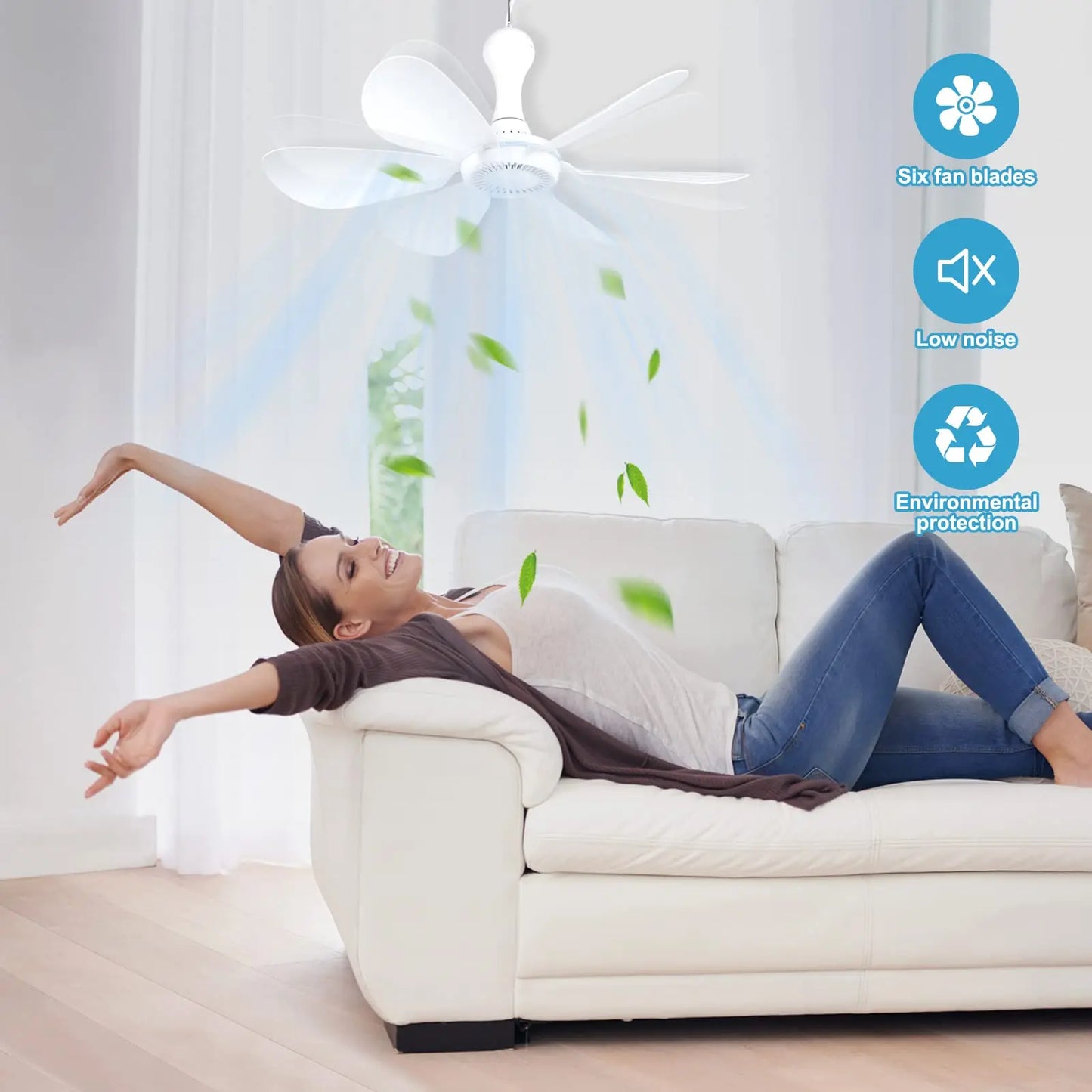 Silent 6-Blade USB Ceiling Canopy Fan – Remote Control, 4-Speed Timing Hanging Fan for Camping, Tent, Bed & Dormitory