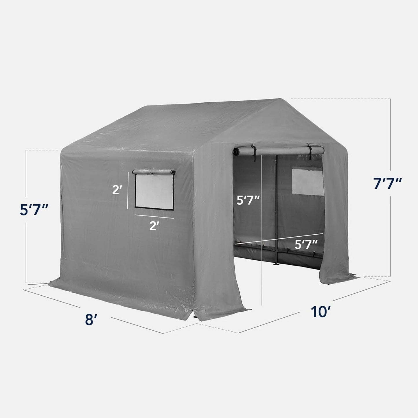 10x8ft Outdoor Storage Shed Carport Canopy Shelter with Dual Doors And Windows Metal Frame Weather-Resistant Customized