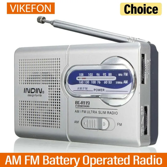 BC-R119 Portable AM/FM Emergency Radio – Battery Operated Best Reception Radio for Hurricane, Running, Walking & Home Use