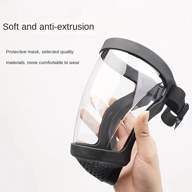 Full-Face Transparent Protection Mask – Reusable Heat-Resistant Facial Shield for Work, Outdoor & Safety Use