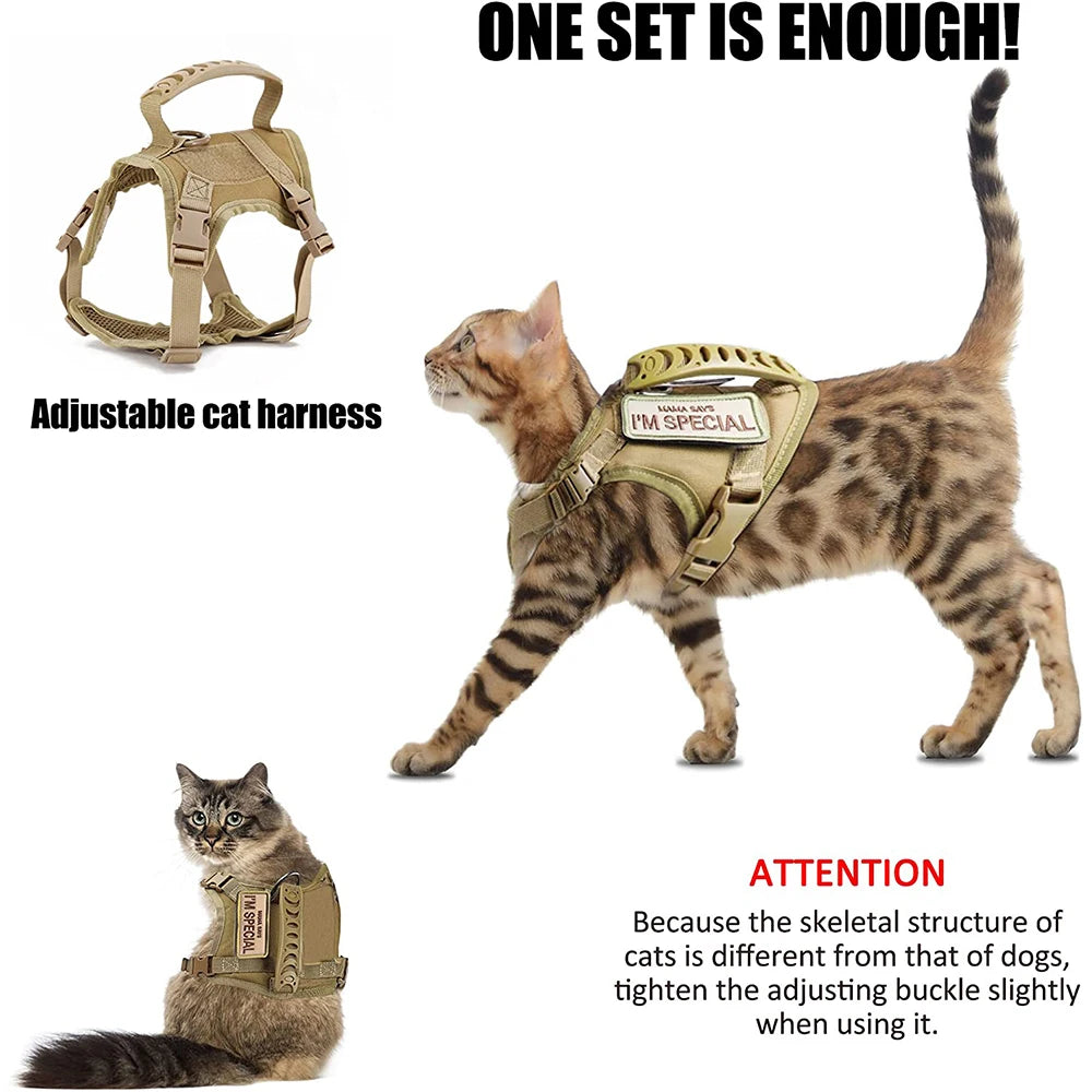 Harnais tactique pour chat et chien – Gilet réglable anti-évasion