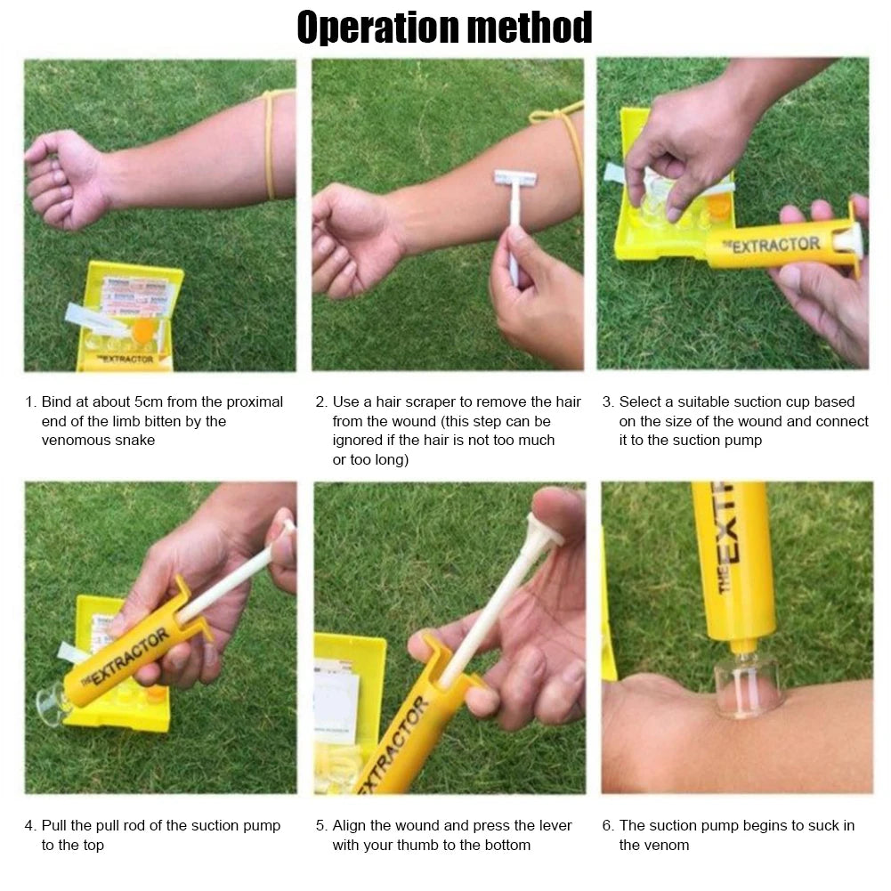 Venom & Poison Extractor Vacuum Pump – Emergency Snake Bite, Bee & Wasp Sting Relief Tool for Outdoor Survival