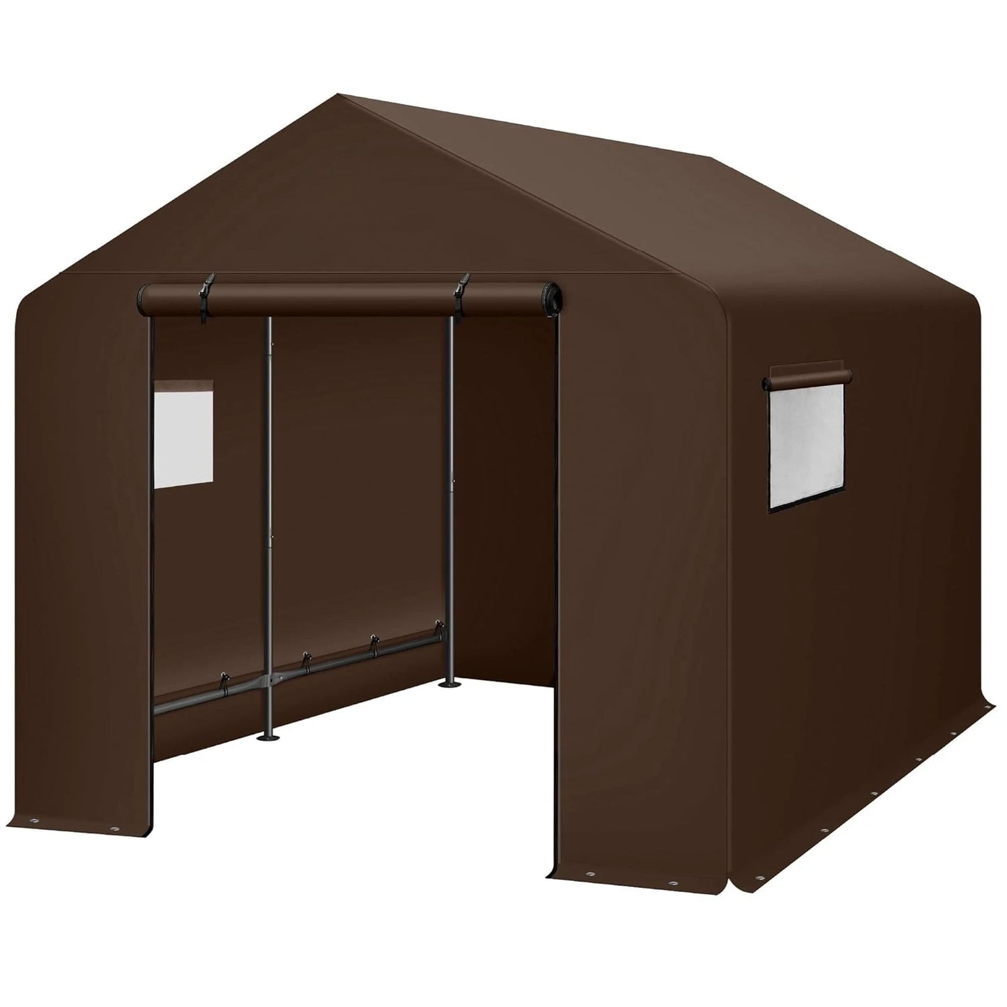 10x8ft Outdoor Storage Shed Carport Canopy Shelter with Dual Doors And Windows Metal Frame Weather-Resistant Customized
