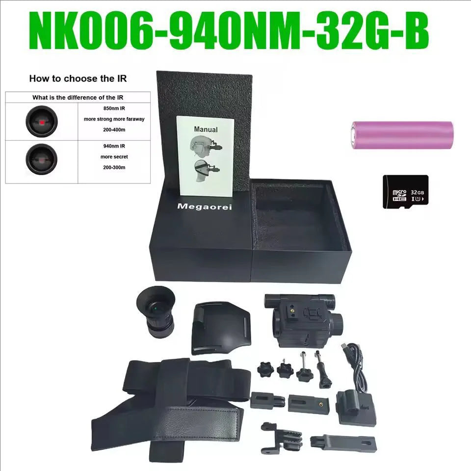 Megaorei NK006 1080P Helmet Night Vision Monocular Long-Distance Infrared 5X Zoom Digital Hunting Night Vision Goggles Telescope