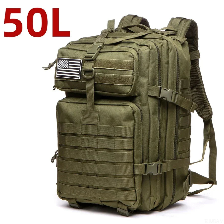 1000D Nylon Tactical Backpack – Waterproof MOLLE Rucksack for Trekking, Hunting & Camping (25L / 50L)