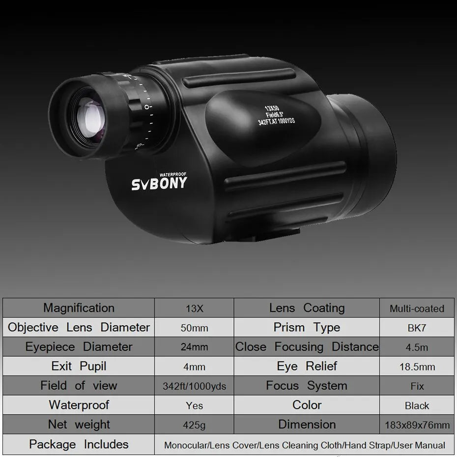 TacticalEdge SV49 Waterproof Monocular — Powerful Compact Scope