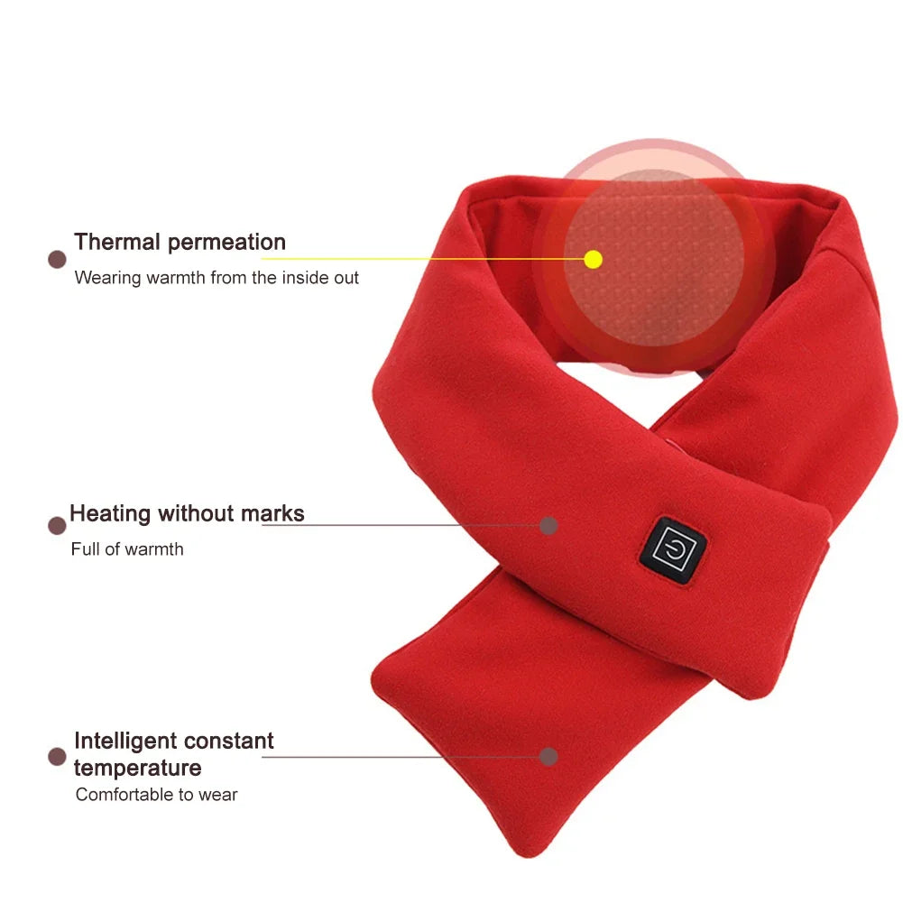 Electric Heating Scarf USB Charging Electric Heated Scarf Washable Thermal Neck Wrap Warmer Soft for Outdoor Camping Hiking
