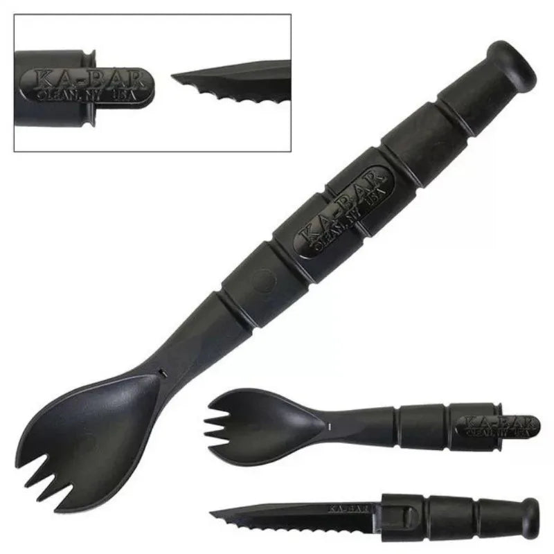 Tactical EDC Cutlery Set – Foldable Fork, Spoon & Knife Combo for Camping & Hiking