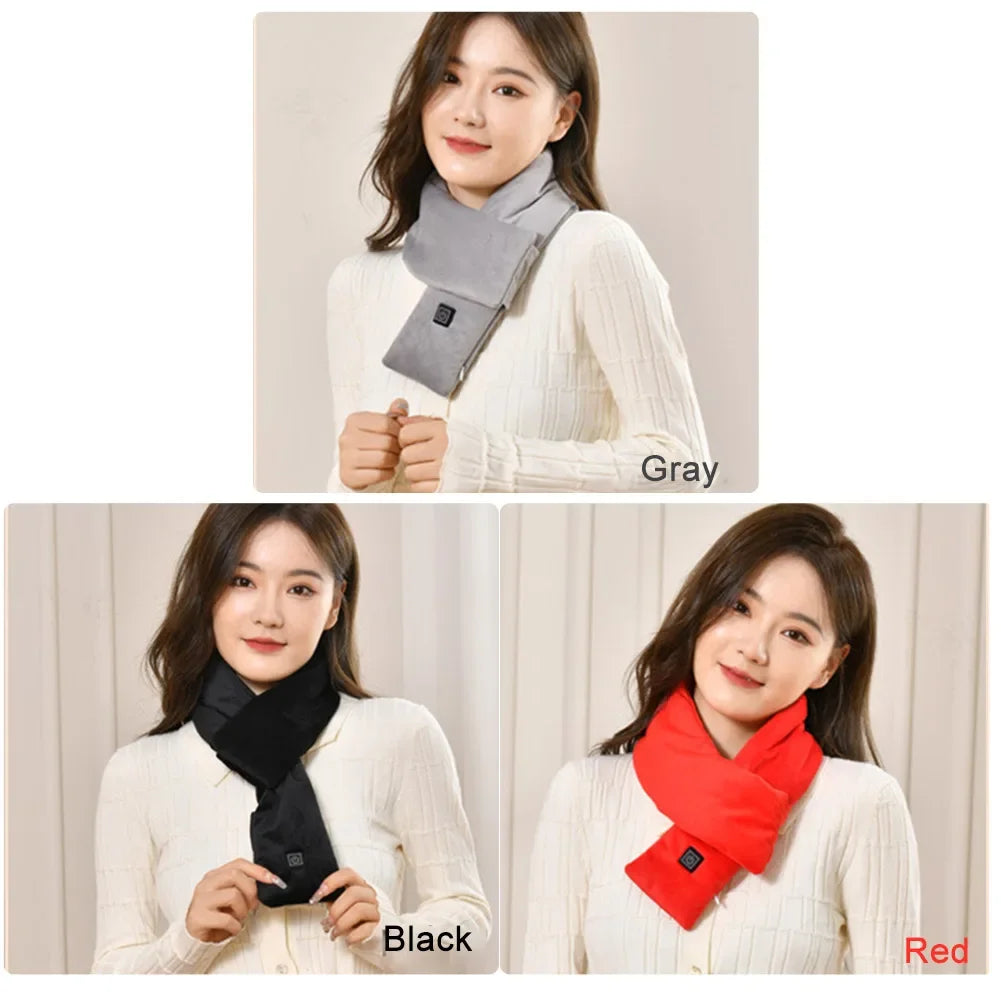 Electric Heating Scarf USB Charging Electric Heated Scarf Washable Thermal Neck Wrap Warmer Soft for Outdoor Camping Hiking