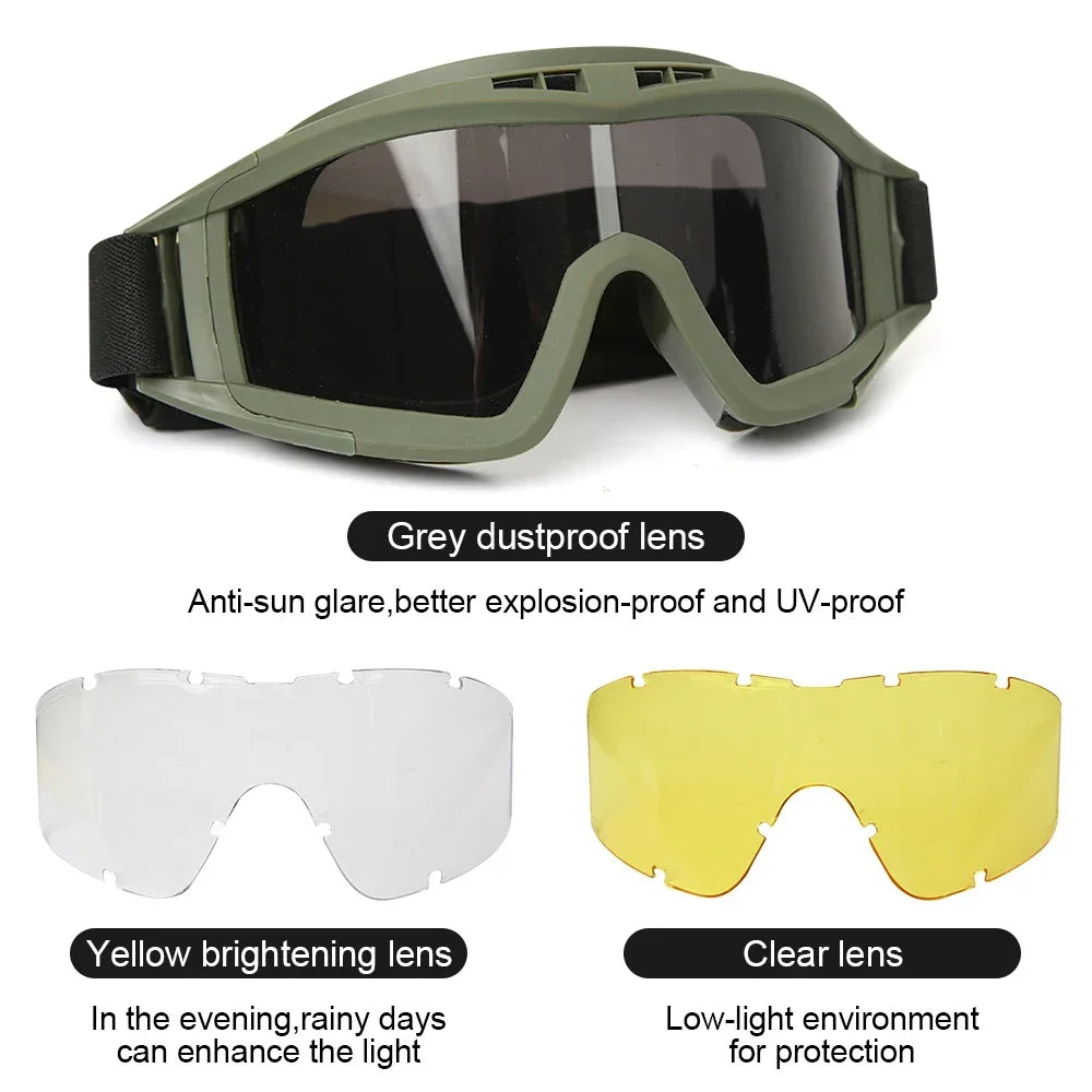Gafas Balísticas TacticalEdge — Protección Ocular Cortavientos de 3 Lentes