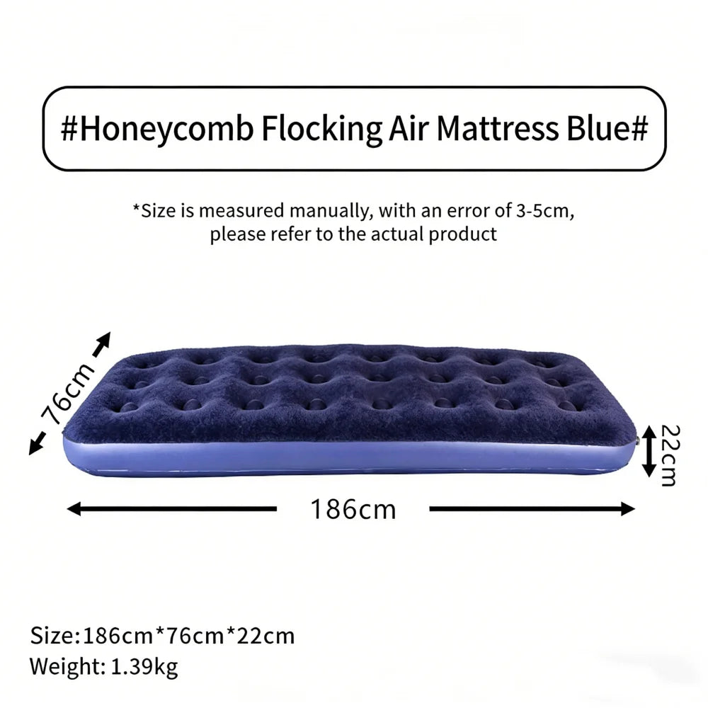 Matelas de couchage gonflable floqué pour camping – Tapis de lit portable individuel pour tentes, randonnée et backpacking