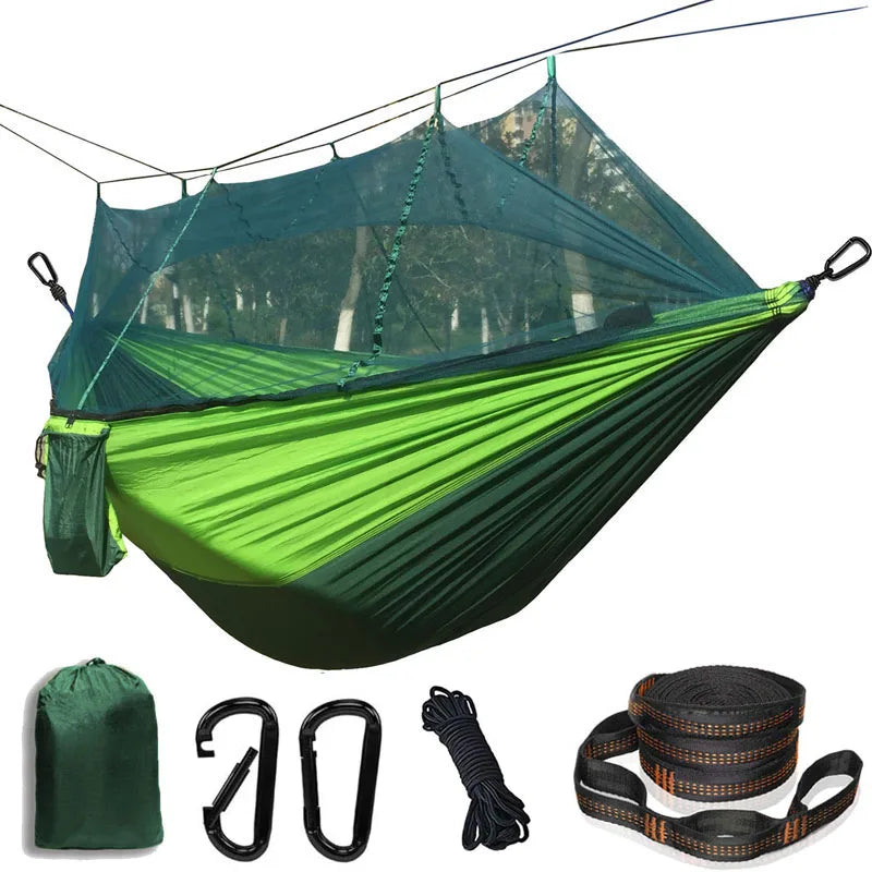 Lightweight Camping Hammock with Mosquito Net — 210T Nylon, 400 lbs Capacity