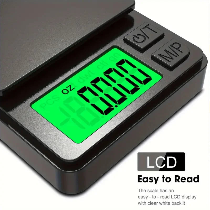 Precision Pocket Scale 1000g x 0.1g – Digital Gram Scale for Food, Jewelry, Ounces & Grains with Backlit LCD for Travel & Camping