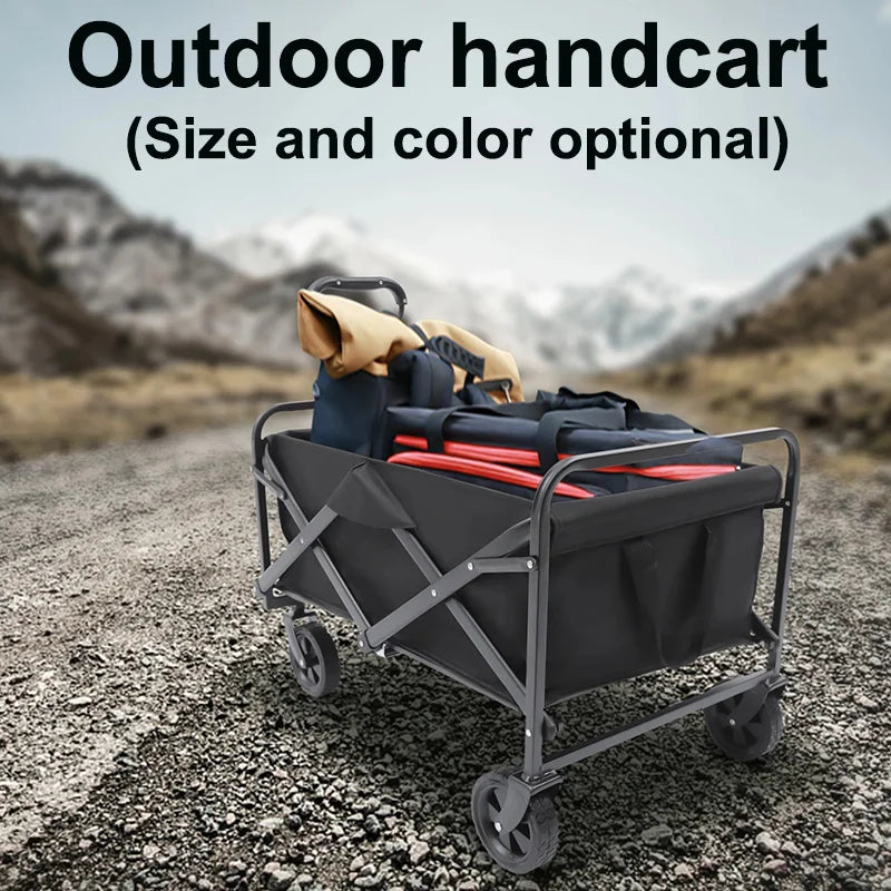 Carro de Jardín Plegable – Carretilla de Mano Resistente de 4 Ruedas para Camping, Playa, Jardín y Compras (Carga de 80-200kg)