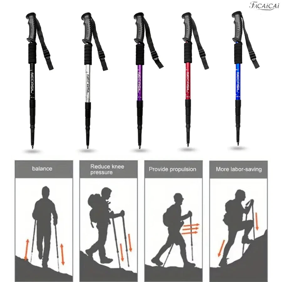 Shock-Absorbing Trekking Poles – Collapsible Lightweight Hiking Sticks (Pair)