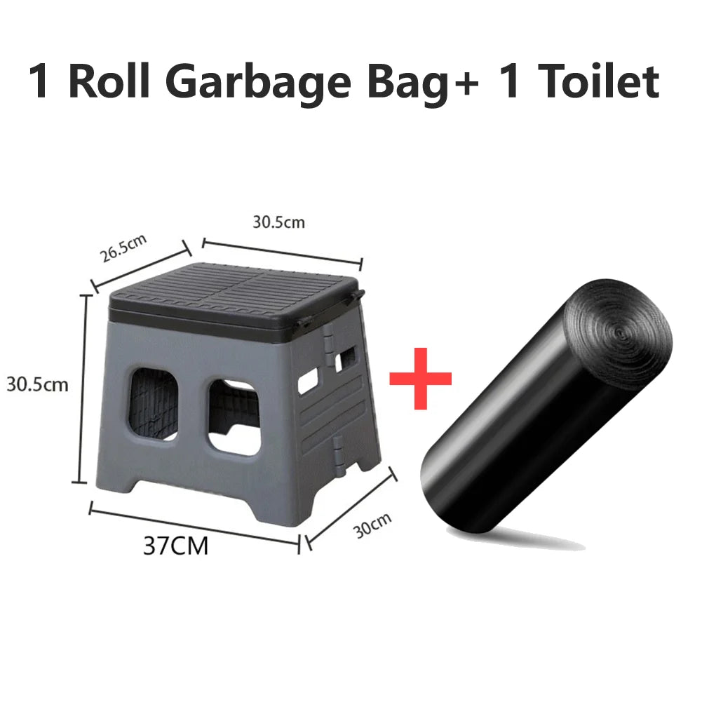 Portable Camping Toilet – Foldable Collapsible Potty with Lid for Camping, Travel & Emergency Use