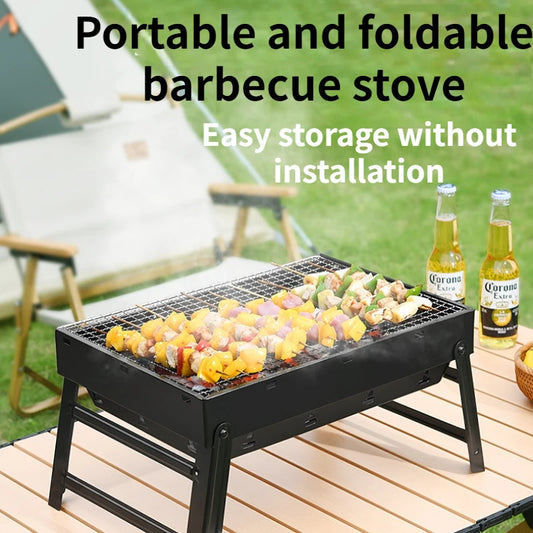 Portable Smokeless Charcoal BBQ Stove – Foldable Barbecue Rack for Outdoor Camping, Picnics & Backyard Grilling