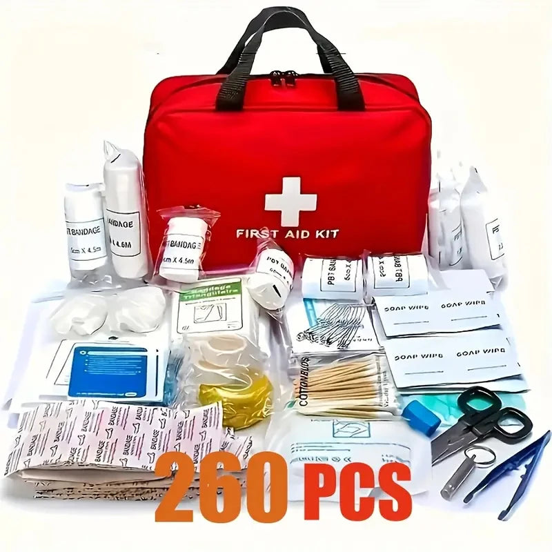 260-Piece Deluxe First Aid Kit – Essential Emergency Supplies for Home, Outdoor Adventure & Camping Safety