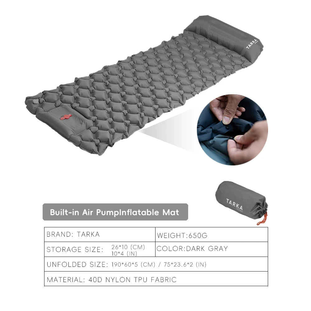 Self-Inflating Camping Mat with Pillow — Lightweight Sleeping Pad