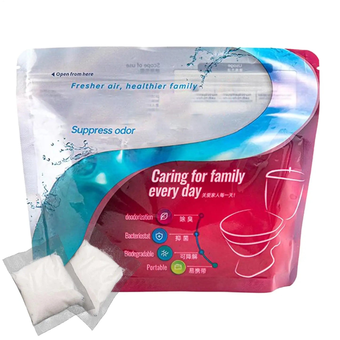 Polvo Gelificante para Residuos de Inodoros Portátiles – Solidificador de Líquidos y Neutralizador de Olores para Inodoros de Camping y Emergencia (Paquete de 30)