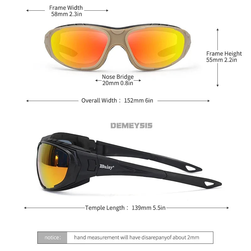 Gafas Tácticas de Seguridad para Exteriores, Lentes de Sol Polarizadas con Protección UV para Caza, Ciclismo, Senderismo, Motociclismo, Gafas de Seguridad