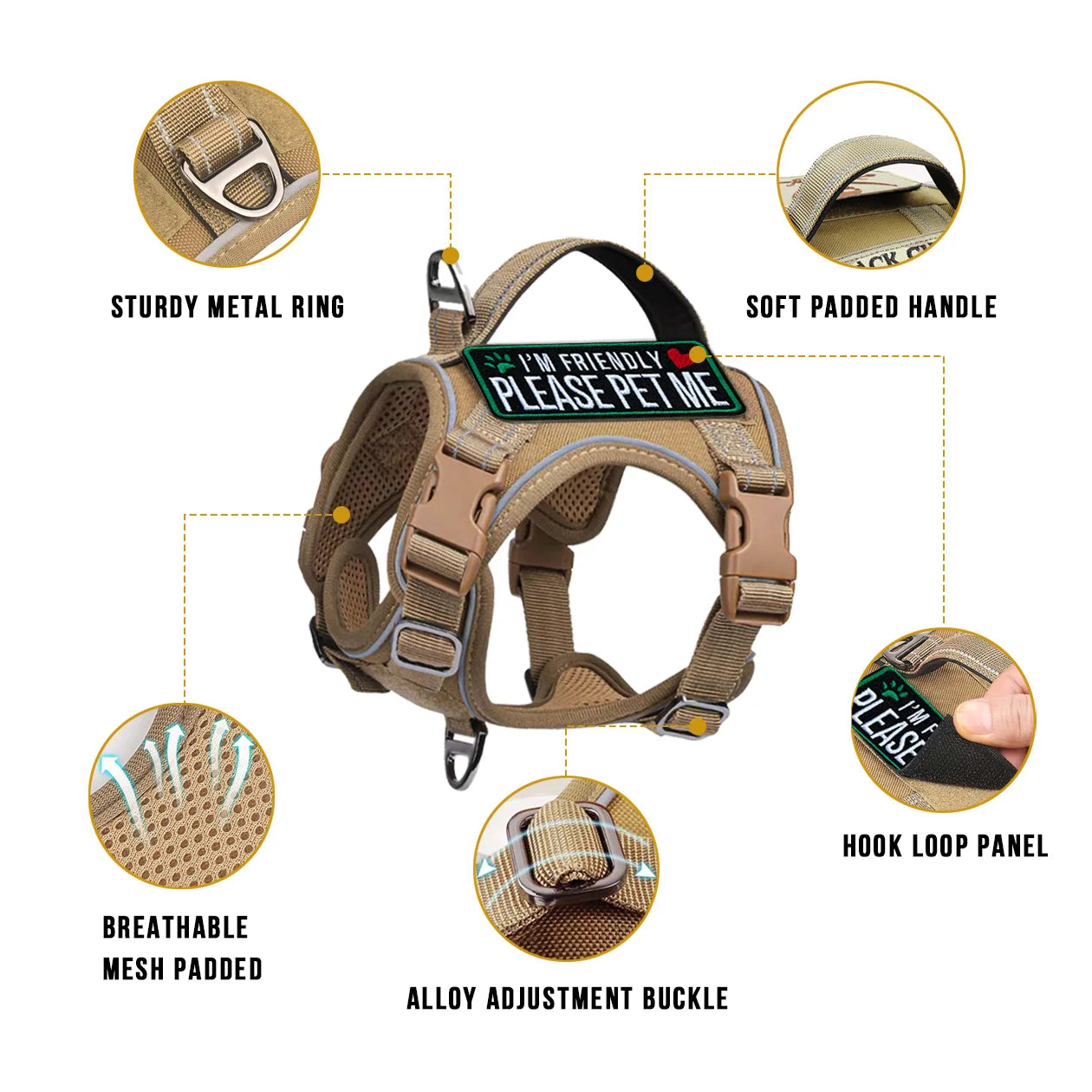 Tactical Dog Harness for Small Dogs – Military Service Vest with Vertical Handle & Reflective Strip for Outdoor Training