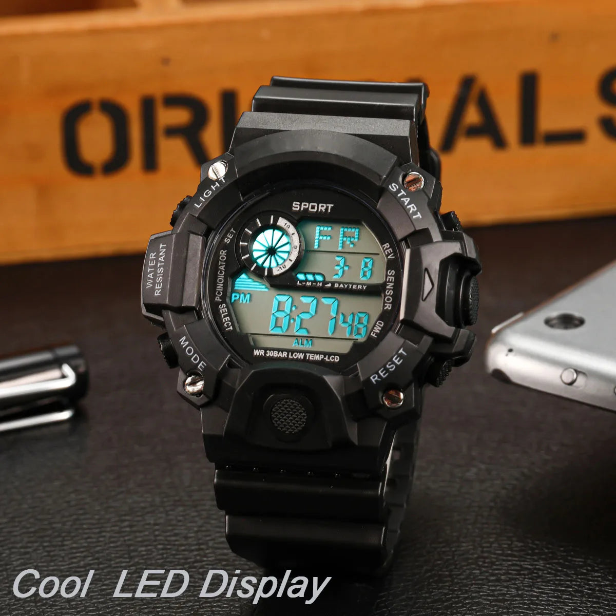 Men's Military Sports Watch – Large Dial Multifunctional Waterproof Luminous Alarm Digital Wristwatch for Men & Kids