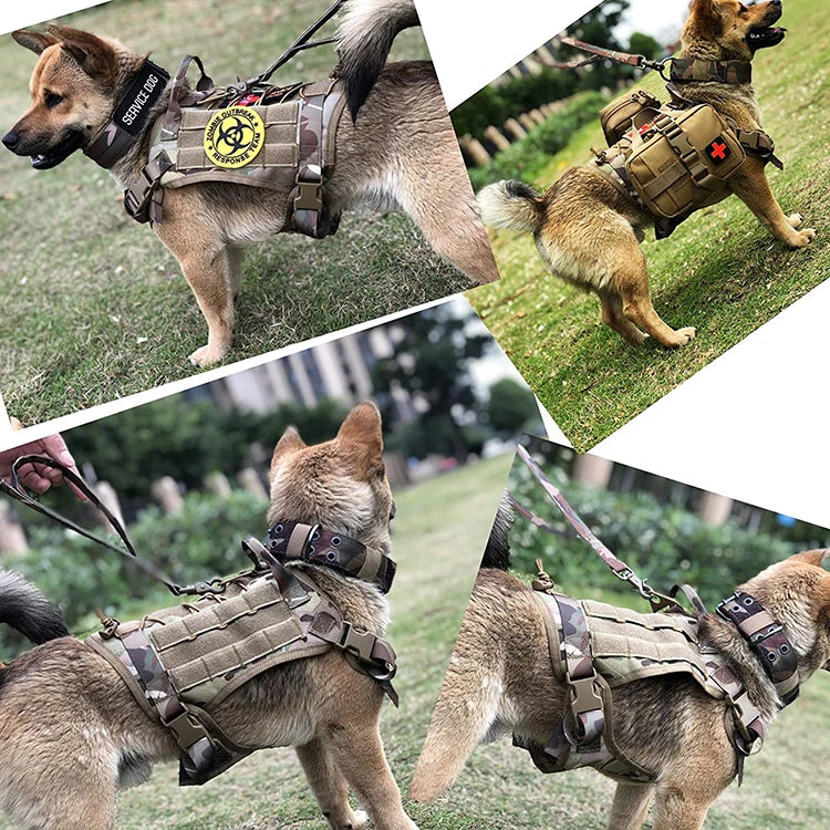 Tactical Dog Harness Military Training  Padded Quick Release Vest Pet Training Dog Harness For Set Small Medium Large Dogs