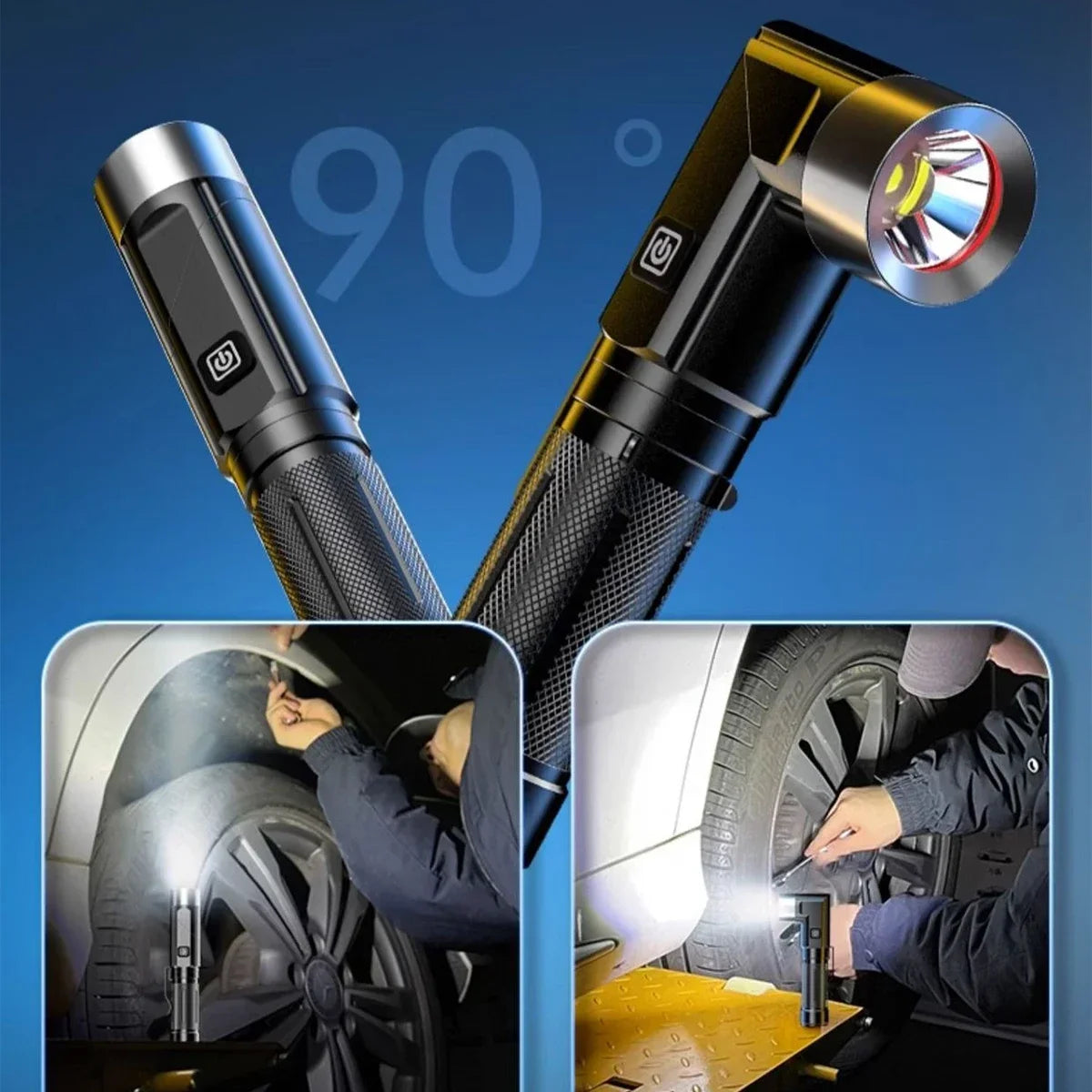 DF Tactical LED Flashlight – USB Rechargeable Magnetic Work Light for Camping, Emergency & Auto Repair