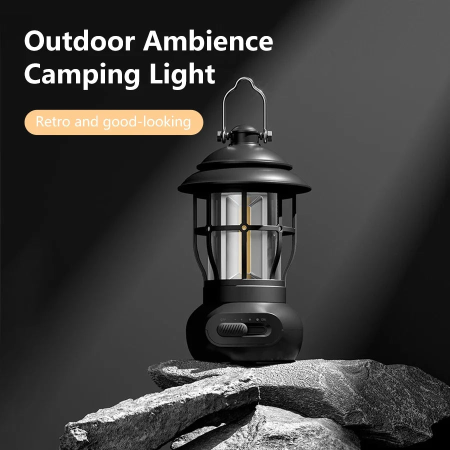 DF Tactical LED Camping Lantern – USB Rechargeable Portable Tent Lamp with 3 Modes for Hiking, Camping & Emergency